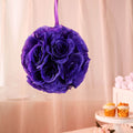 2 Pack 7" Purple Artificial Silk Rose Kissing Ball, Faux Flower Ball - Bell Racket Store