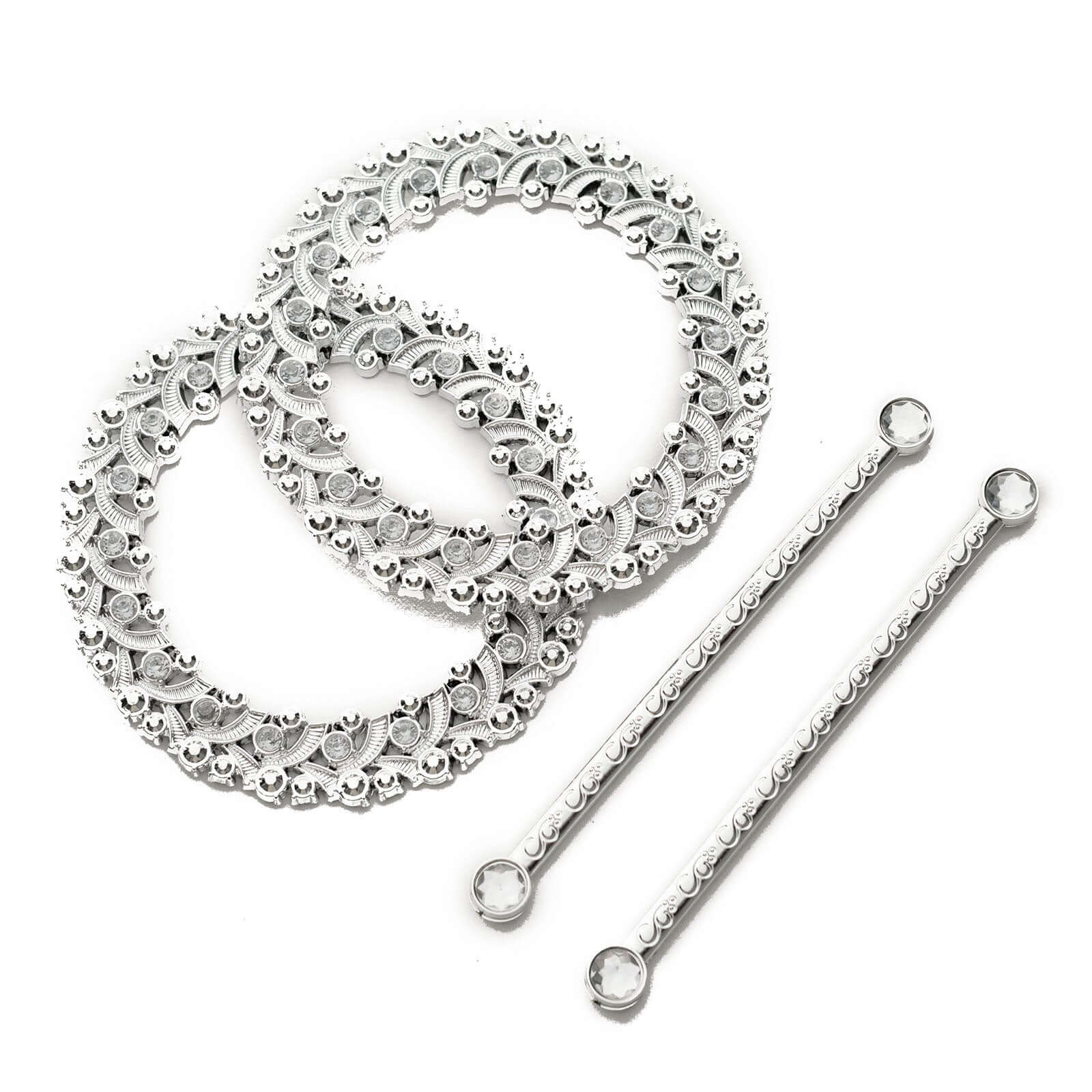 2 Pack 7" Silver Barrette Style Acrylic Crystal Curtain Tie Backs, Round Backdrop Drapery Brooch Holdbacks - Bell Racket Store