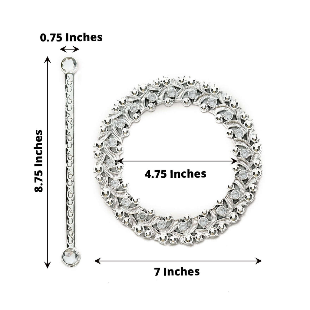 2 Pack 7" Silver Barrette Style Acrylic Crystal Curtain Tie Backs, Round Backdrop Drapery Brooch Holdbacks - Bell Racket Store