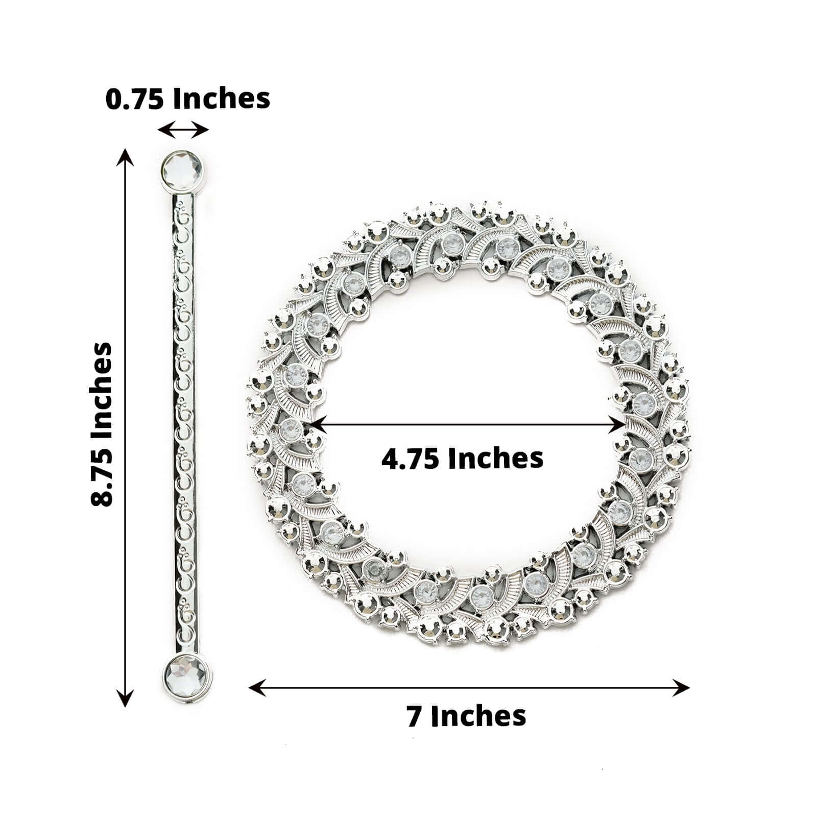 2 Pack 7" Silver Barrette Style Acrylic Crystal Curtain Tie Backs, Round Backdrop Drapery Brooch Holdbacks - Bell Racket Store