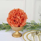 2 Pack 7" Terracotta (Rust) Artificial Silk Rose Kissing Ball, Faux Flower Ball - Bell Racket Store