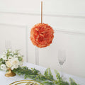 2 Pack 7" Terracotta (Rust) Artificial Silk Rose Kissing Ball, Faux Flower Ball - Bell Racket Store