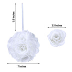 2 Pack 7" White Artificial Silk Rose Kissing Ball, Faux Flower Ball - Bell Racket Store