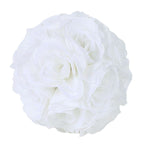 2 Pack 7" White Artificial Silk Rose Kissing Ball, Faux Flower Ball - Bell Racket Store