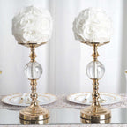 2 Pack 7" White Artificial Silk Rose Kissing Ball, Faux Flower Ball - Bell Racket Store