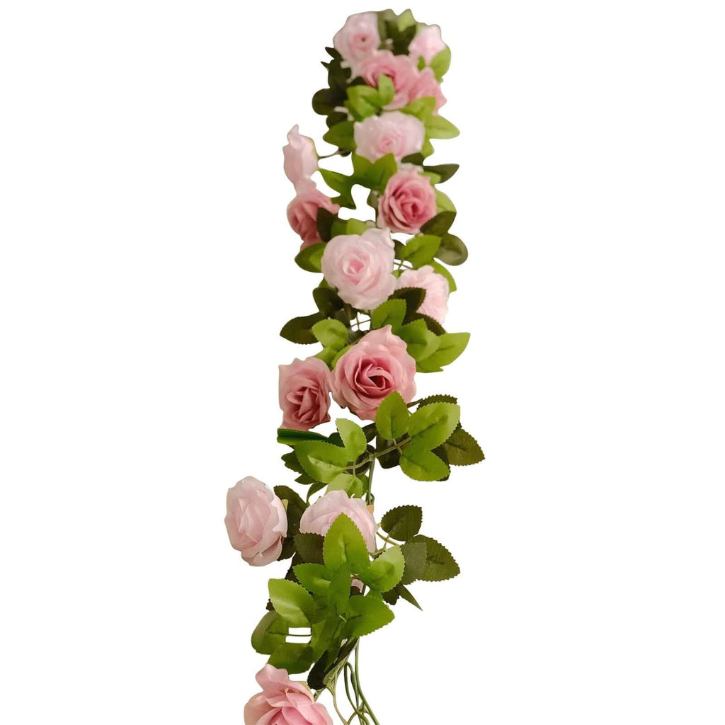 2 Pack 7ft Blush Dusty Rose Artificial Silk Flower Garland Mini Rose Vines with 26 Flower Heads - Bell Racket Store