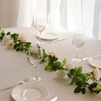 2 Pack 7ft Cream Ivory Artificial Silk Flower Garland Mini Rose Vines with 26 Flower Heads - Bell Racket Store