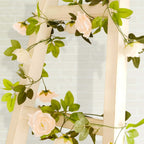 2 Pack 7ft Cream Ivory Artificial Silk Flower Garland Mini Rose Vines with 26 Flower Heads - Bell Racket Store