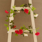 2 Pack 7ft Red Ivory Artificial Silk Flower Garland Mini Rose Vines with 26 Flower Heads - Bell Racket Store