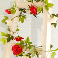 2 Pack 7ft Red Ivory Artificial Silk Flower Garland Mini Rose Vines with 26 Flower Heads - Bell Racket Store