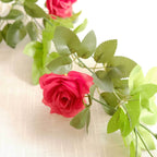 2 Pack 7ft Red Ivory Artificial Silk Flower Garland Mini Rose Vines with 26 Flower Heads - Bell Racket Store