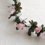 2 Pack 8ft Blush Dusty Rose Artificial Silk Flower Garland Mini Rose Vines with 45 Flower Heads - Bell Racket Store