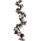 2 Pack 8ft Blush Dusty Rose Artificial Silk Flower Garland Mini Rose Vines with 45 Flower Heads - Bell Racket Store
