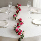 2 Pack 8ft Blush Fuchsia Artificial Silk Flower Garland Mini Rose Vines with 45 Flower Heads - Bell Racket Store