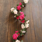 2 Pack 8ft Blush Fuchsia Artificial Silk Flower Garland Mini Rose Vines with 45 Flower Heads - Bell Racket Store