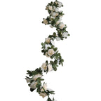 2 Pack 8ft Cream Ivory Artificial Silk Flower Garland Mini Rose Vines with 45 Flower Heads - Bell Racket Store