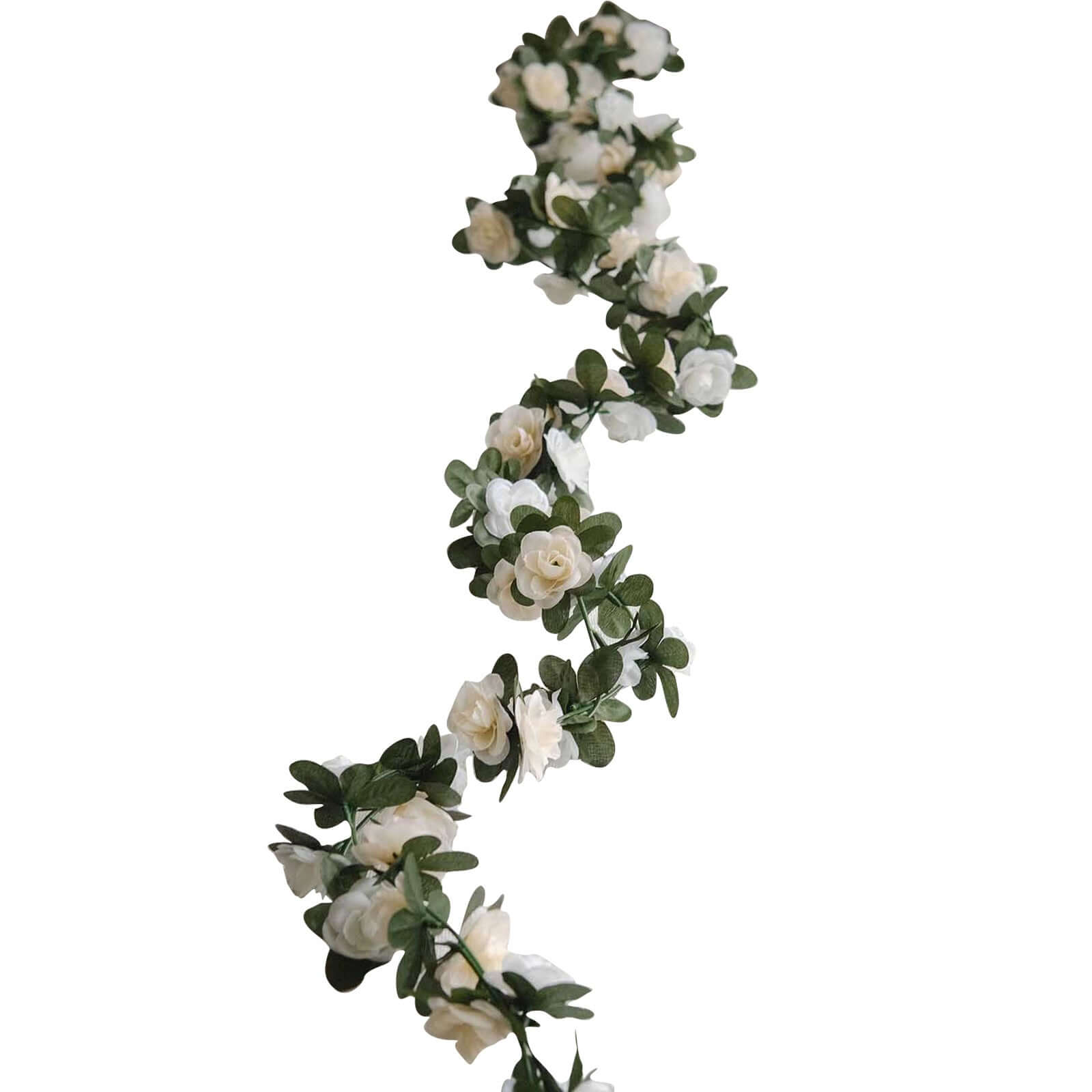 2 Pack 8ft Cream Ivory Artificial Silk Flower Garland Mini Rose Vines with 45 Flower Heads - Bell Racket Store