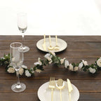 2 Pack 8ft Cream Ivory Artificial Silk Flower Garland Mini Rose Vines with 45 Flower Heads - Bell Racket Store