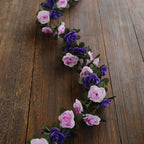 2 Pack 8ft Lavender Purple Artificial Silk Flower Garland Mini Rose Vines with 45 Flower Heads - Bell Racket Store