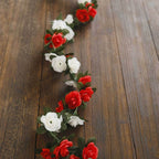 2 Pack 8ft Red Ivory Artificial Silk Flower Garland Mini Rose Vines with 45 Flower Heads - Bell Racket Store