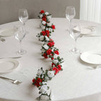 2 Pack 8ft Red Ivory Artificial Silk Flower Garland Mini Rose Vines with 45 Flower Heads - Bell Racket Store
