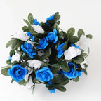 2 Pack 8ft White Royal Blue Artificial Silk Flower Garland Mini Rose Vines with 45 Flower Heads - Bell Racket Store