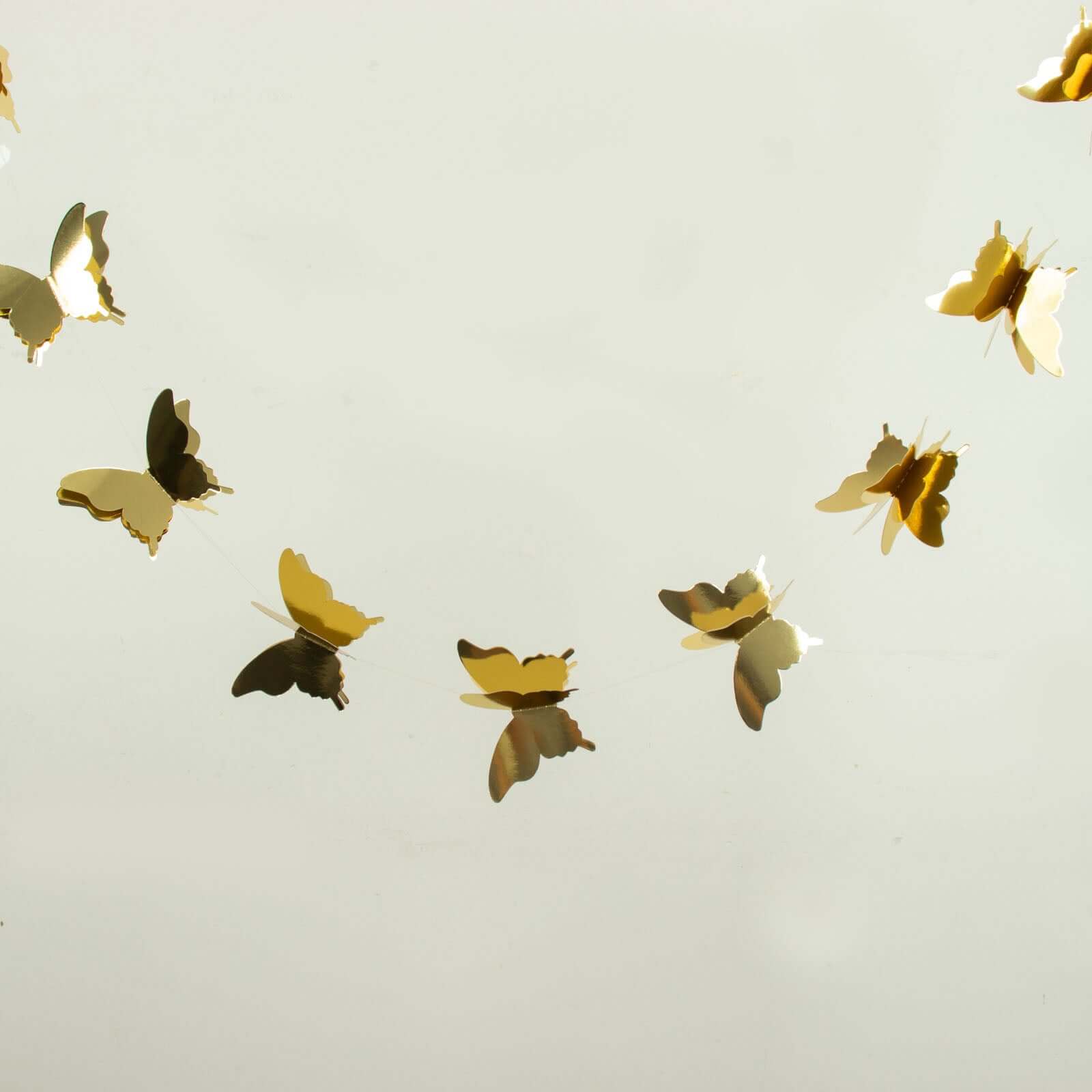 2 Pack 9ft Gold 3D Paper Butterfly Hanging Garland Streamers, Party String Banners - Bell Racket Store