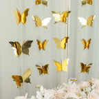 2 Pack 9ft Gold 3D Paper Butterfly Hanging Garland Streamers, Party String Banners - Bell Racket Store