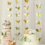 2 Pack 9ft Gold 3D Paper Butterfly Hanging Garland Streamers, Party String Banners - Bell Racket Store