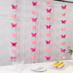 2 Pack 9ft Pink 3D Paper Butterfly Hanging Garland Streamers, Party String Banners - Bell Racket Store