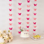 2 Pack 9ft Pink 3D Paper Butterfly Hanging Garland Streamers, Party String Banners - Bell Racket Store