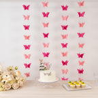 2 Pack 9ft Pink 3D Paper Butterfly Hanging Garland Streamers, Party String Banners - Bell Racket Store
