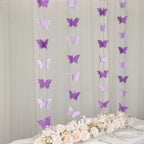 2 Pack 9ft Purple 3D Paper Butterfly Hanging Garland Streamers, Party String Banners - Bell Racket Store