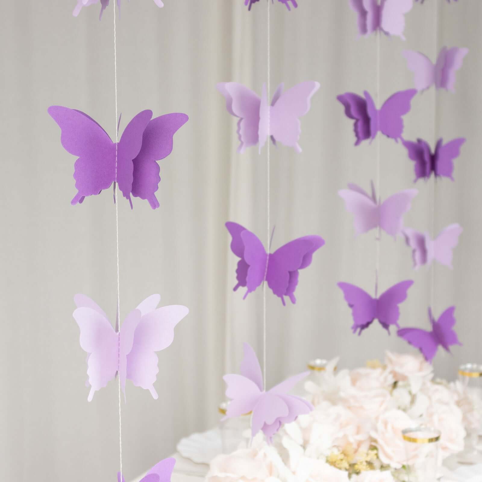2 Pack 9ft Purple 3D Paper Butterfly Hanging Garland Streamers, Party String Banners - Bell Racket Store