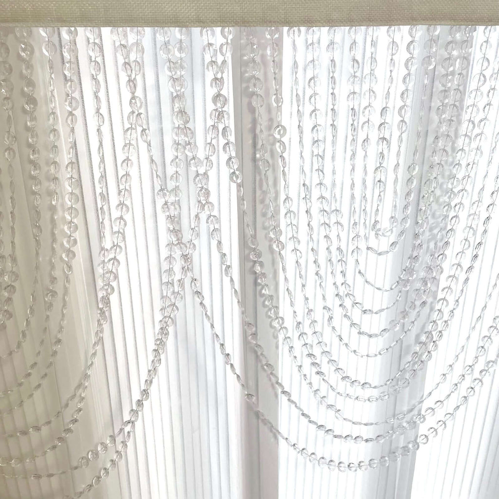 2 Pack Acrylic Crystal Beaded Curtain Valance with Polyester Rod Pocket, 23"x42" Triple Swag Diamond Cut Doorway Curtains - Bell Racket Store