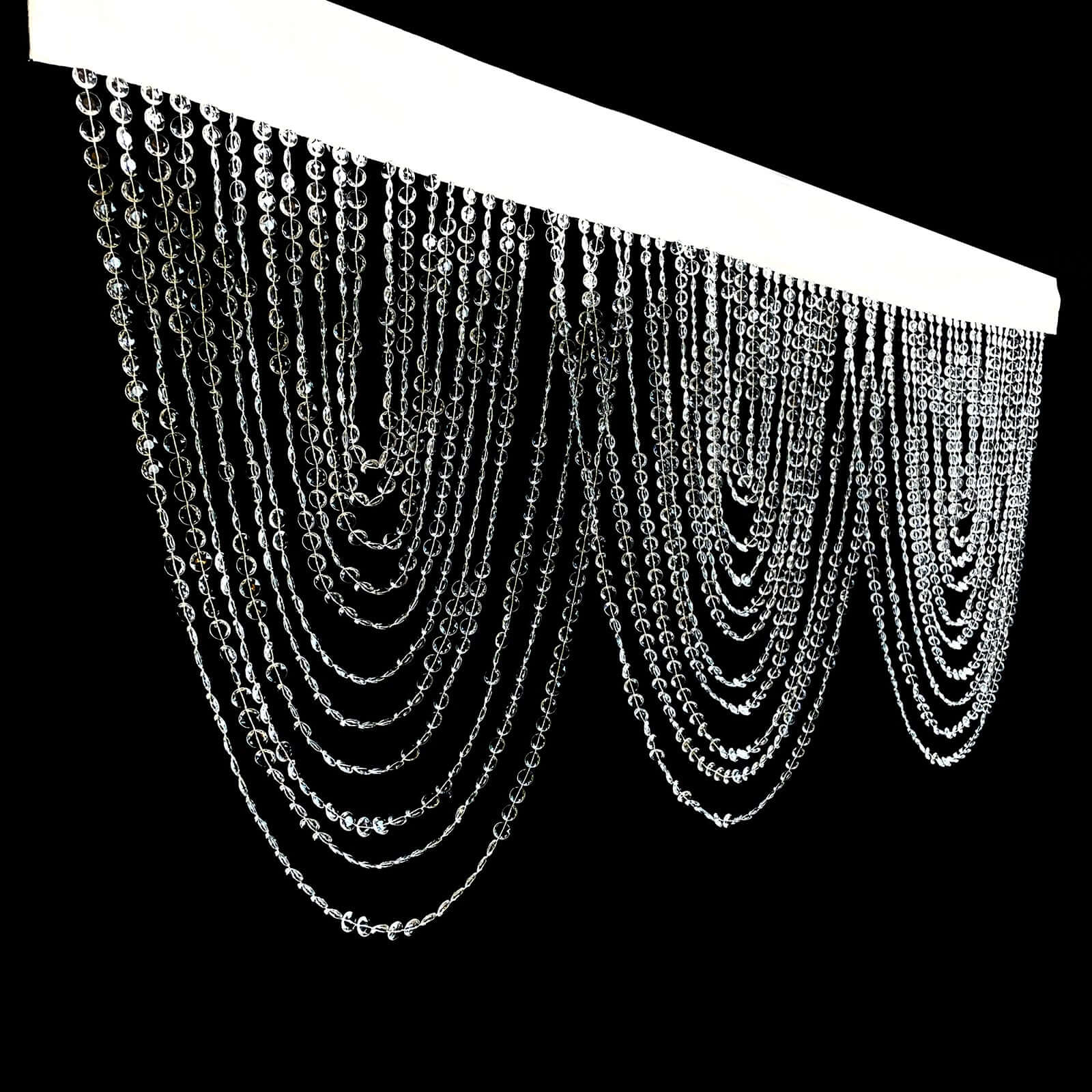 2 Pack Acrylic Crystal Beaded Curtain Valance with Polyester Rod Pocket, 23"x42" Triple Swag Diamond Cut Doorway Curtains - Bell Racket Store
