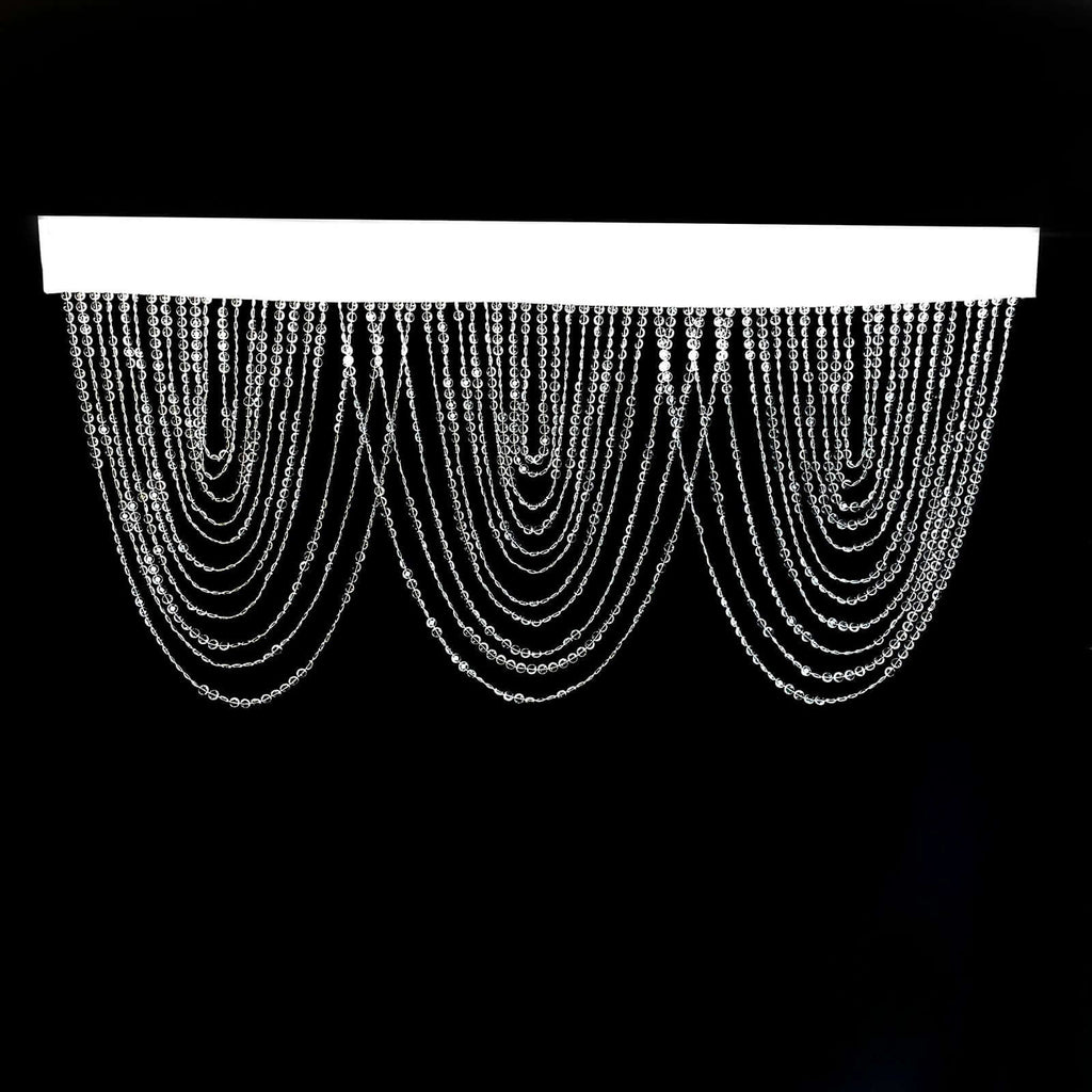 2 Pack Acrylic Crystal Beaded Curtain Valance with Polyester Rod Pocket, 23"x42" Triple Swag Diamond Cut Doorway Curtains - Bell Racket Store
