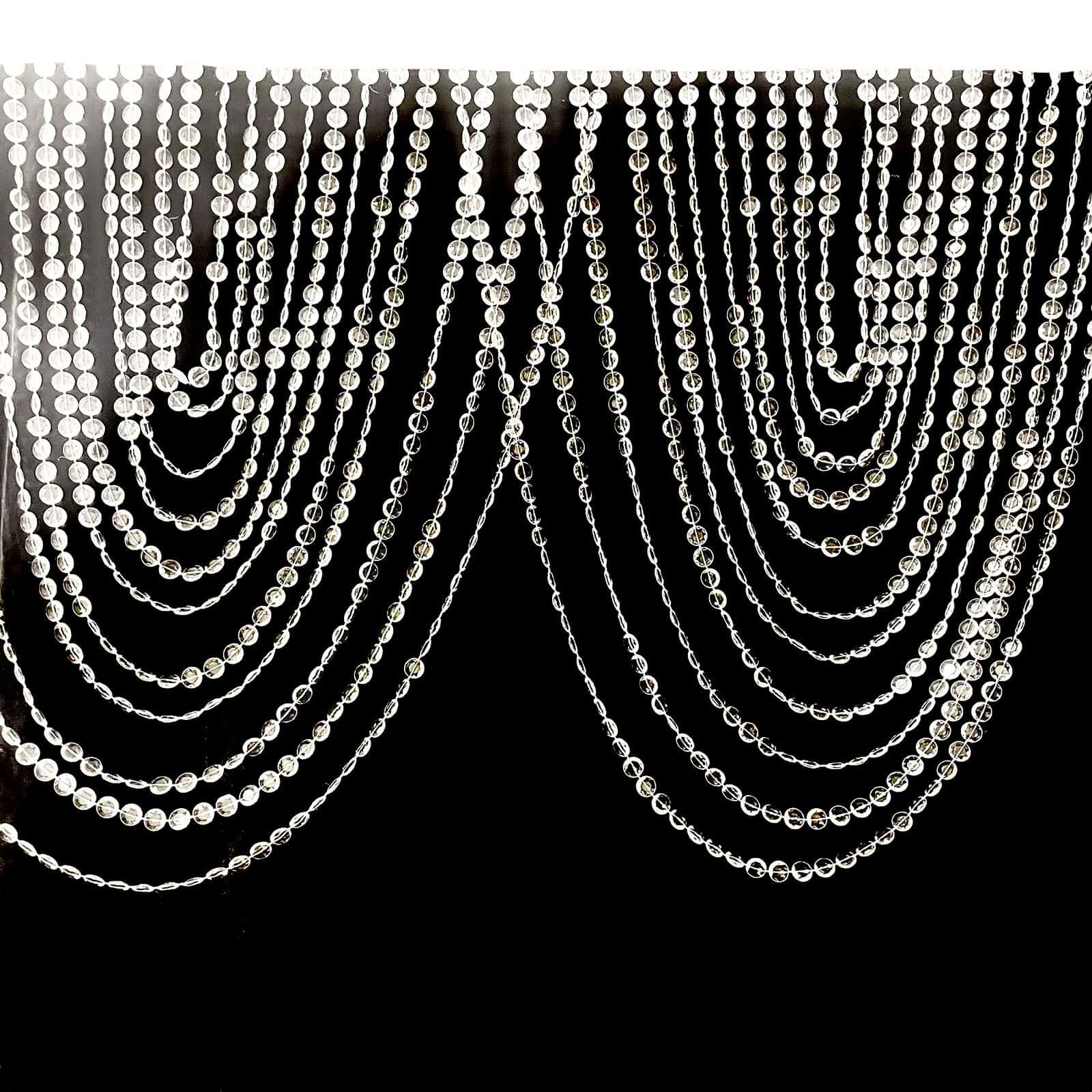 2 Pack Acrylic Crystal Beaded Curtain Valance with Polyester Rod Pocket, 23"x42" Triple Swag Diamond Cut Doorway Curtains - Bell Racket Store