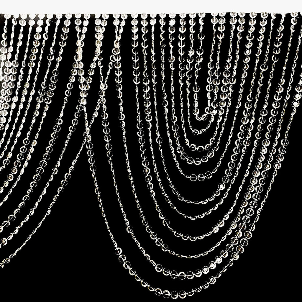 2 Pack Acrylic Crystal Beaded Curtain Valance with Polyester Rod Pocket, 23"x42" Triple Swag Diamond Cut Doorway Curtains - Bell Racket Store