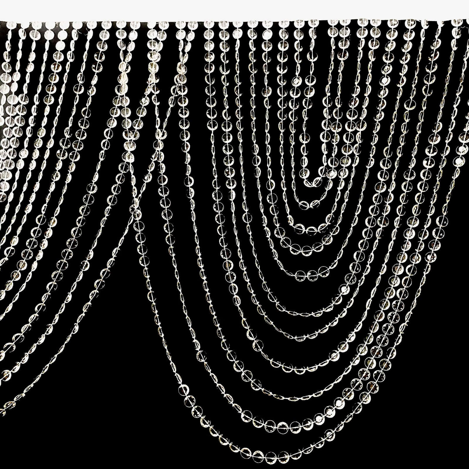 2 Pack Acrylic Crystal Beaded Curtain Valance with Polyester Rod Pocket, 23"x42" Triple Swag Diamond Cut Doorway Curtains - Bell Racket Store