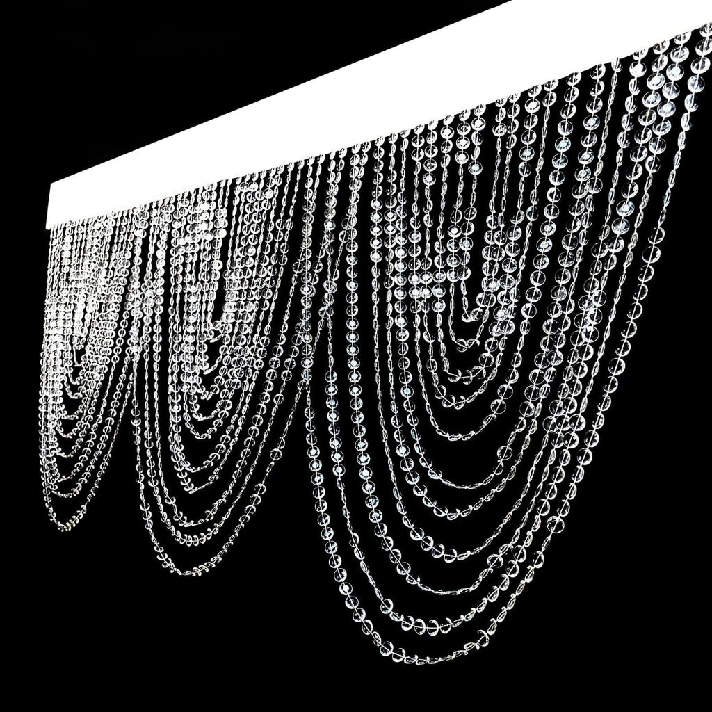 2 Pack Acrylic Crystal Beaded Curtain Valance with Polyester Rod Pocket, 23"x42" Triple Swag Diamond Cut Doorway Curtains - Bell Racket Store