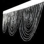 2 Pack Acrylic Crystal Beaded Curtain Valance with Polyester Rod Pocket, 23"x42" Triple Swag Diamond Cut Doorway Curtains - Bell Racket Store