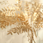2 - Pack Artificial Fern Leaf Branches Metallic Gold - Faux Decorative Bouquets for Glamorous Centerpiece Backdrop & Floral Decor 21" - Bell Racket Store