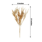 2 - Pack Artificial Fern Leaf Branches Metallic Gold - Faux Decorative Bouquets for Glamorous Centerpiece Backdrop & Floral Decor 21" - Bell Racket Store