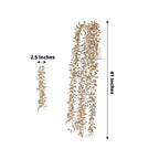 2 - Pack Artificial Hanging Ivy Leaf Stem Garlands Metallic Gold - UV Resistant & Maintenance Free Faux Decorative Willow Vines 41" - Bell Racket Store