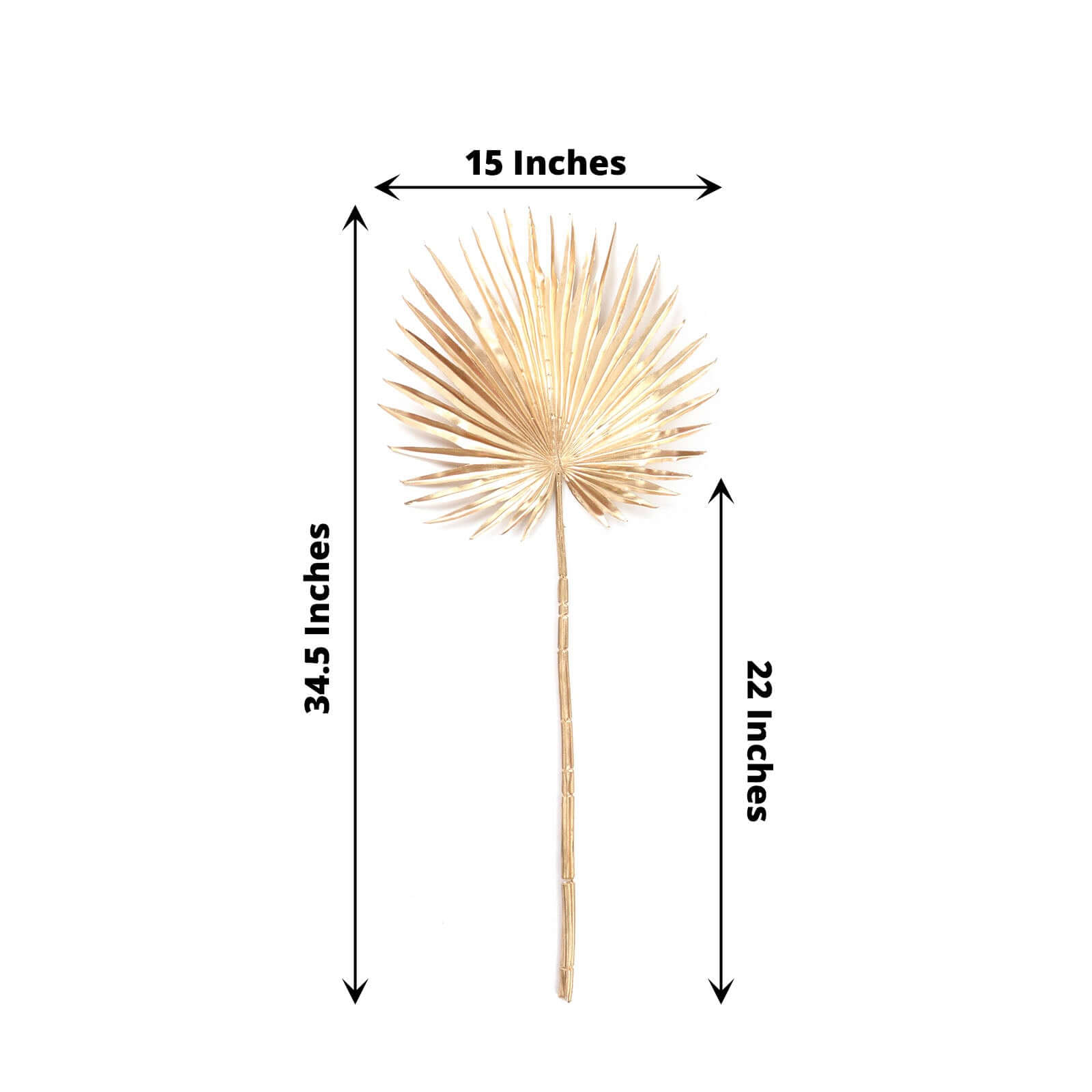 2 - Pack Artificial Palm Leaf Stems Metallic Gold - Glam Tropical Faux Plant Vase Filler Floral Backdrop Table Decor 34" - Bell Racket Store