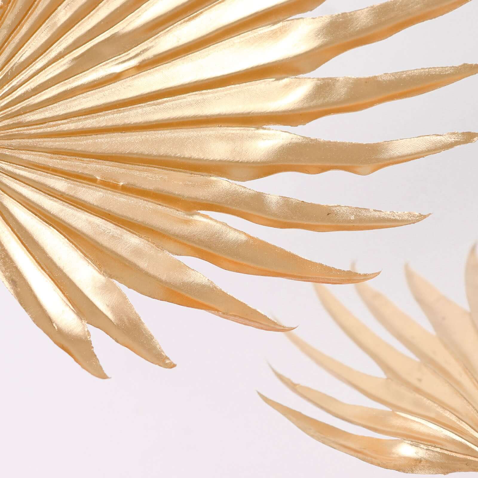 2 - Pack Artificial Palm Leaf Stems Metallic Gold - Glam Tropical Faux Plant Vase Filler Floral Backdrop Table Decor 34" - Bell Racket Store