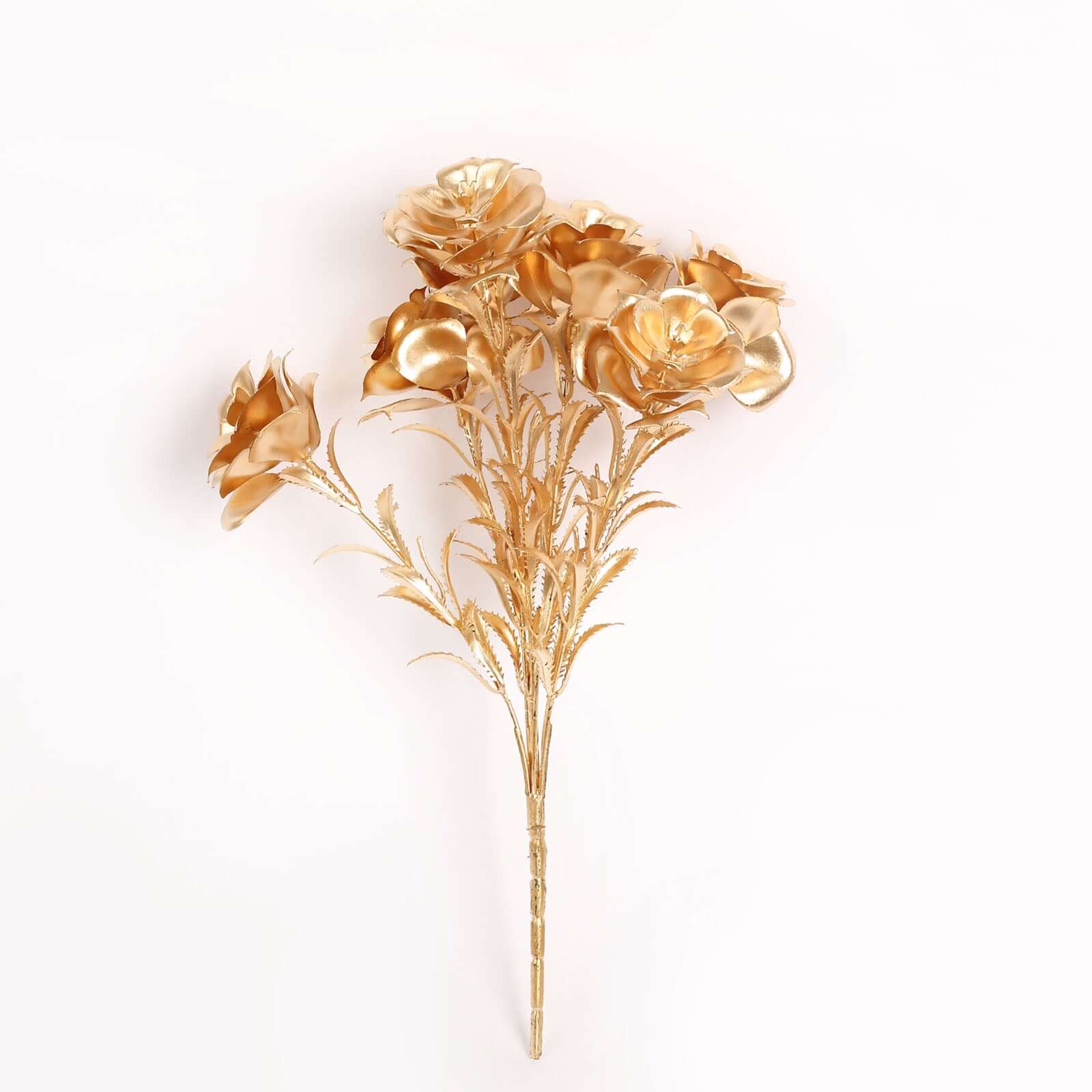 2 - Pack Artificial Rose Bloomed Flower Bouquet Metallic Gold - Lustrous Faux Floral Arrangement for Seasonal Displays & Luxurious Decor Themes 17" - Bell Racket Store