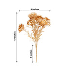 2 - Pack Artificial Rose Bloomed Flower Bouquet Metallic Gold - Lustrous Faux Floral Arrangement for Seasonal Displays & Luxurious Decor Themes 17" - Bell Racket Store