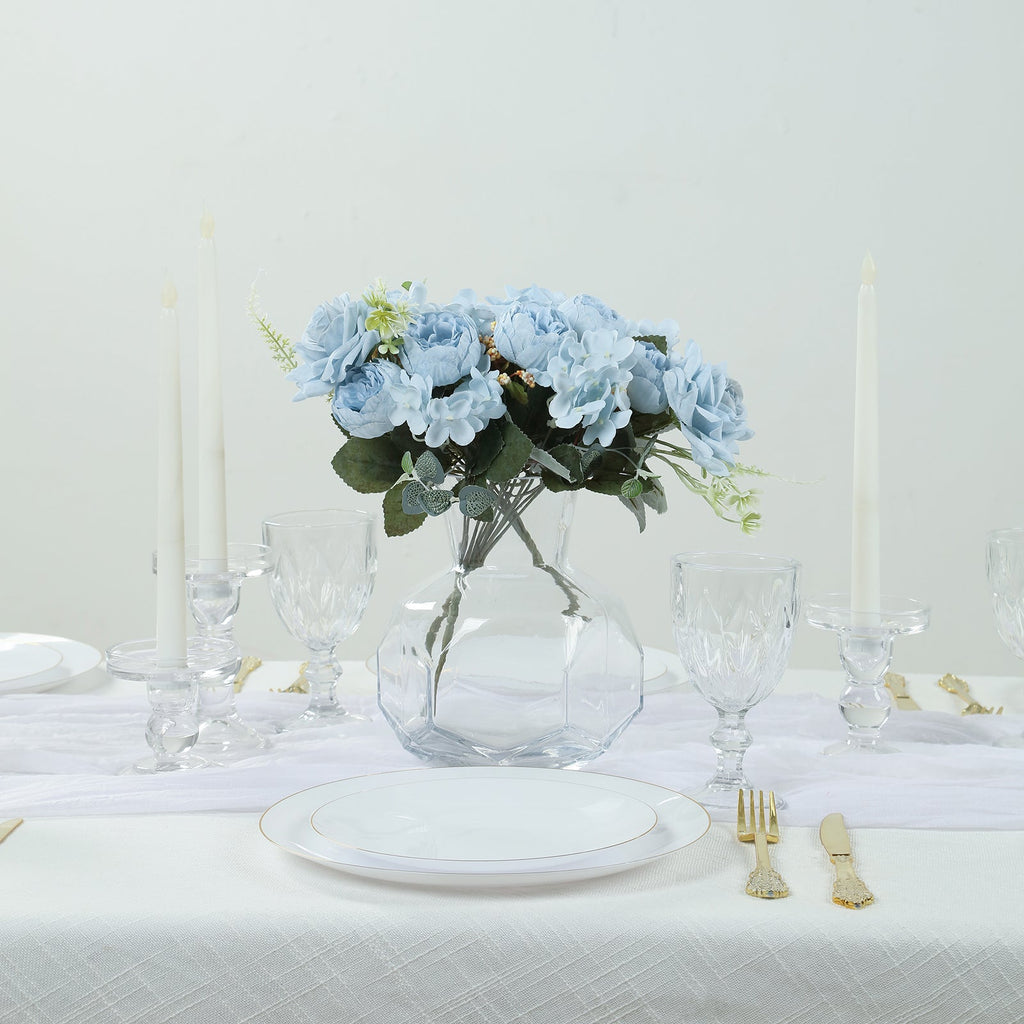 2 Pack Artificial Rose & Peony Floral Arrangements â€“ 12" Light Blue Silk Bouquets for Weddings & Home DÃ©cor - Bell Racket Store